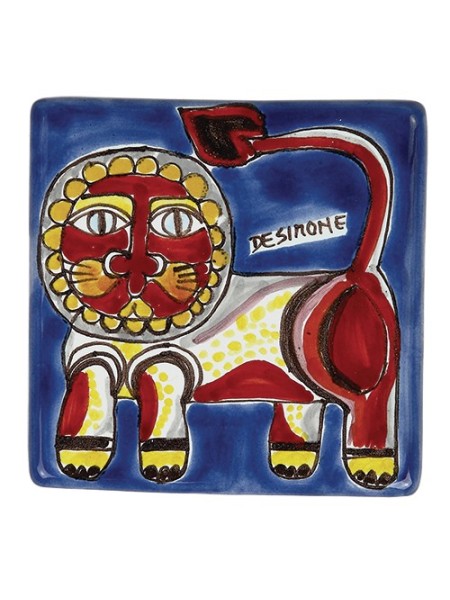 Decorative tile zodiac sign Leo sicilian ceramic de simone pottery