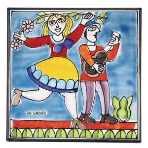 Ceramic Wall Tile Serenade Folk PI297FCFK-27G De Simone Pottery