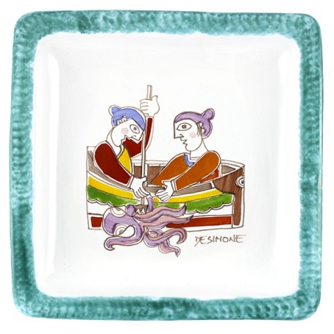 Piatto Quadrato Folk PQFK-18 Pescatori