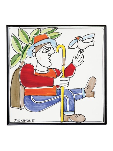 Ceramic Wall Tile Folk Man with Dove PI297FK-17G