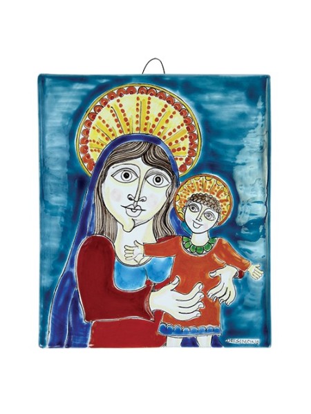 Madonna and Child ceramic Bedside de simone sicilian pottery MD477-2