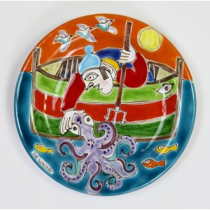 Piatto Tondo ceramiche de simone pesca del polpo DS 18 cm PT18DS-04