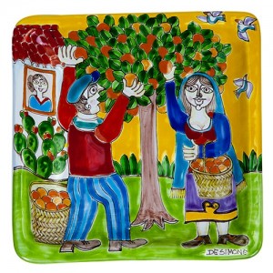 Piatto Quadrato 24x24 DS Raccolta delle Arance