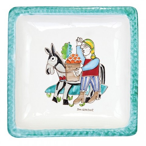 Piatto Quadrato Folk Carrettiere Arance PQFK-15