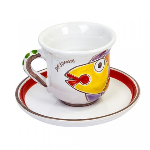 Cup with Saucer fish de simone pottery TZ72FK