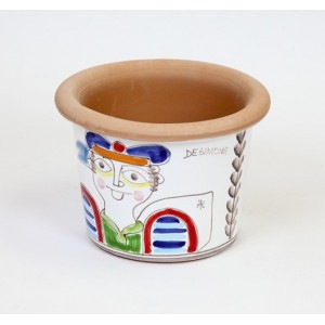 Round Cachepot Sailor de simone pottery Folk VSPT819FK-2