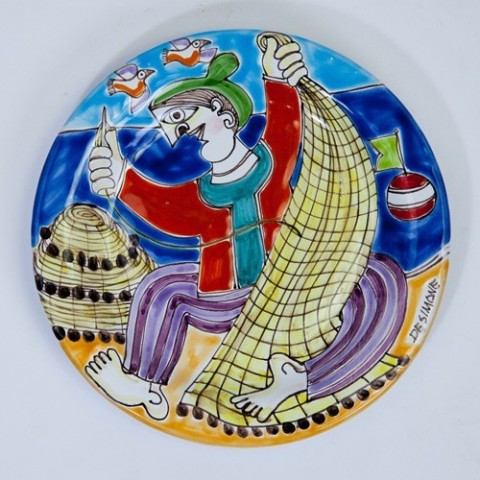 Piatto Tondo DS Ceramiche De Simone Pescatore 18 cm PT18DS-33