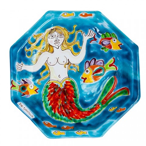 Octagonal Plate Folk DS POT25DS-02 de simone pottery Siren