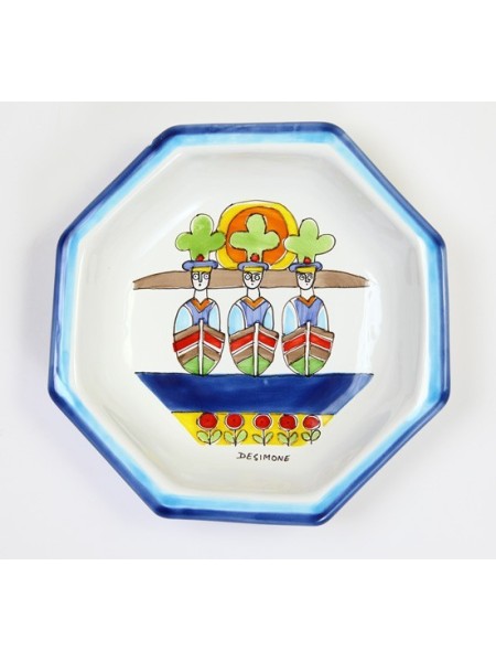 Piatto Ottagonale Folk POTFK-3 ceramiche de simone marinai