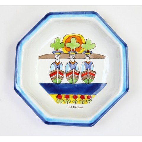 Piatto Ottagonale Folk POTFK-3 ceramiche de simone marinai