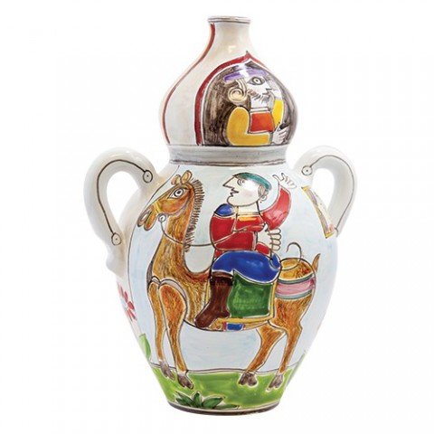 handmade sicilian ceramic Vase DS de simone pottery VS516DDS