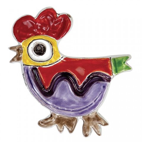 Uccello gallo in Bassorilievo UCR361-04 ceramiche de simone