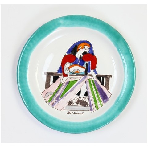 Piatto Tondo fatto a mano ceramiche de simone Sarta Folk PTFK-13