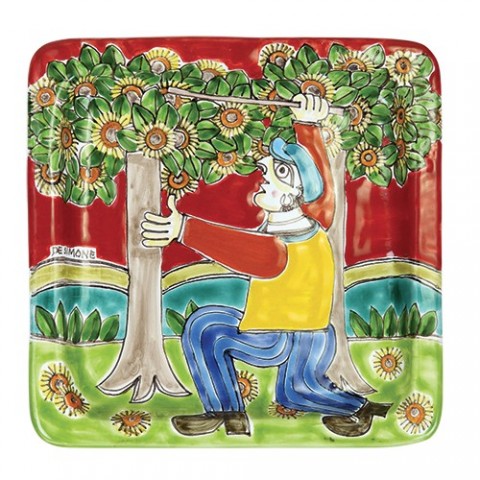 Piatto quadrato DS 20x20 Raccolta delle Castagne