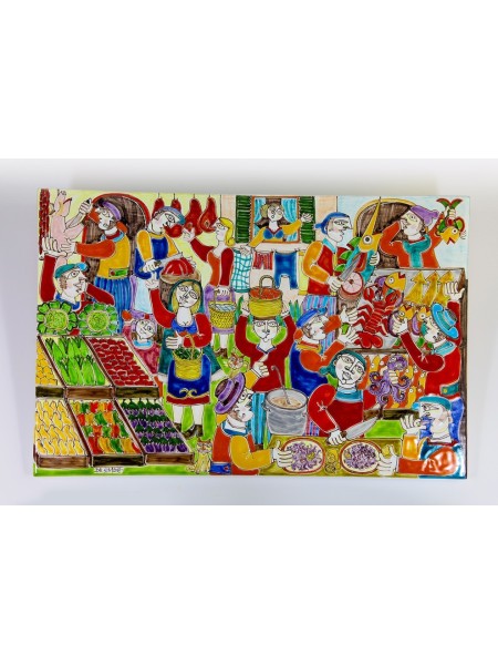 Pannello pietra lavica siciliana ceramiche de simone Il Mercato PI416PL-3