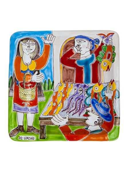 Piatto Quadrato 24x24 DS 34 Pescivendolo