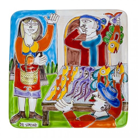 Piatto Quadrato 24x24 DS 34 Pescivendolo