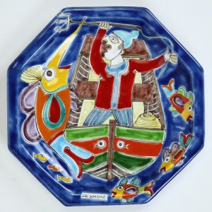 Octagonal Plate Folk DS POT25DS-07 fisherman de simone pottery