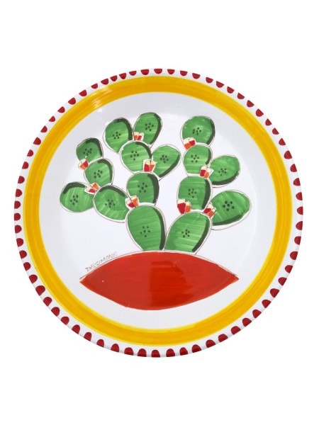 Sicilian Handmade Ceramic Serving Dish Prickly Pear PT35FC De Simone Italian Pottery