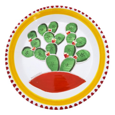 Piatto da portata Folk Fichi D'India PT35FC ceramiche siciliane de simone