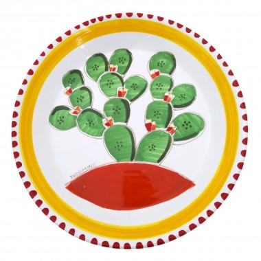 Sicilian Handmade Ceramic Serving Dish Prickly Pear PT35FC De Simone Italian Pottery