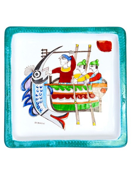 Piatto Quadrato 37x37 Folk Pescatori