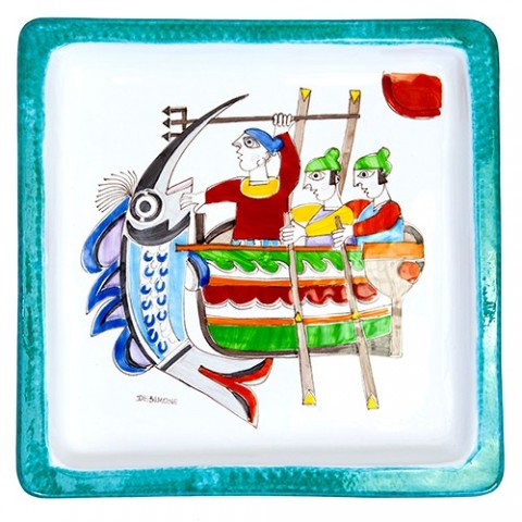 Piatto Quadrato 37x37 Folk Pescatori