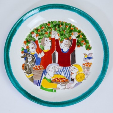 Piatto tondo Folk Raccolta delle Arance PT35FK-02