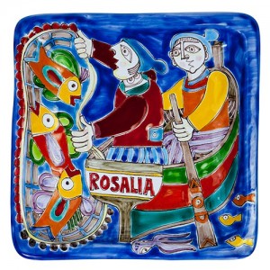 Squared Plate 24x24 DS 23 de simone pottery fishermen