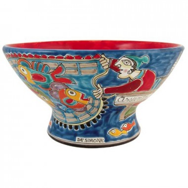 Sicilian ceramic Centerpiece de simone pottery Fisherman DS CNT241CDS