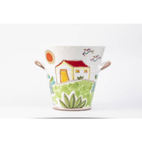Sicilian ceramic Ice Bucket de simone pottery Folk SPG5FKE