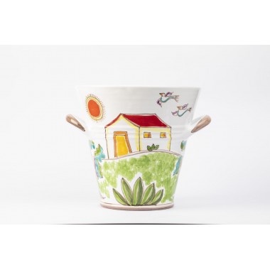 Secchiello Porta-ghiaccio ceramica Folk Pigiatura dell'Uva casa campagna SPG5FKE