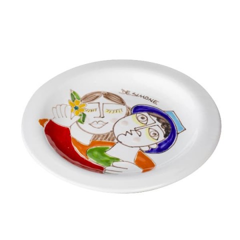 Sicilian ceramic Round Plate desimone pottery Lovers PTFKE
