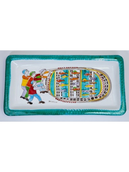 Vassoio Rettangolare Ceramiche De Simone Folk Pescatori VSS39FK