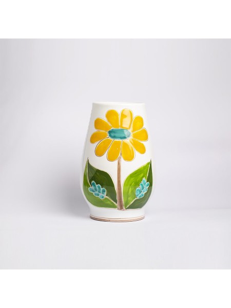 Vaso Tondo Folk margherita Fiori ceramiche de simone VS558FK