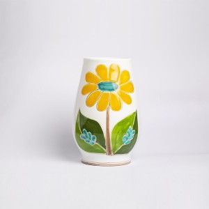 Round Vase Folk daisy Flowers VS558FK sicilian de simone pottery