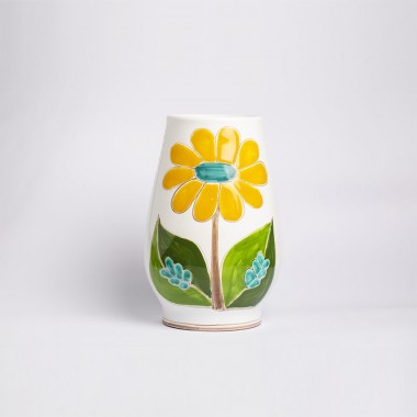 Vaso Tondo Folk margherita Fiori ceramiche de simone VS558FK
