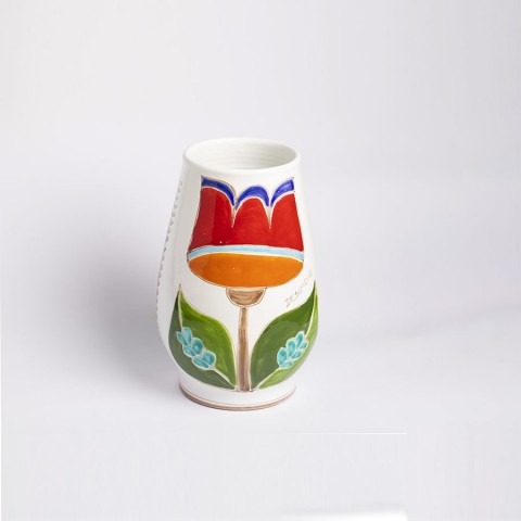 Vaso Tondo Folk VS558FK tulipano Fiori ceramiche de simone