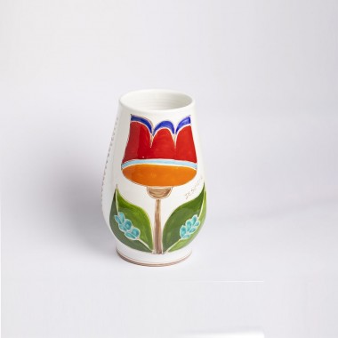 Round Vase Folk tulip Flowers VS558FK de simone pottery