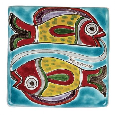 Tozzetto segno zodiacale Pesci ceramiche de simone