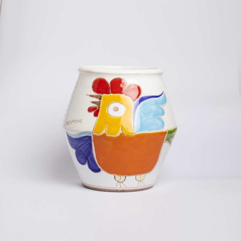 Vaso Folk Gallo VS537FK ceramiche siciliani artigianali de simone