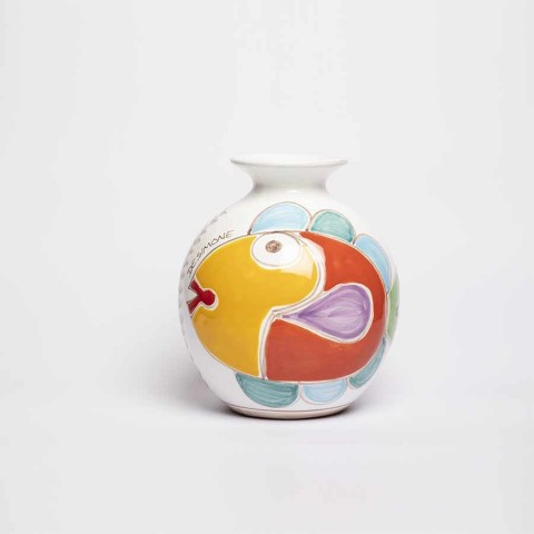 Round Cachepot Folk Fish VS507FK-PE/GR