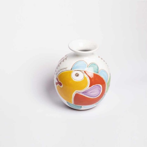 Round Cachepot Folk Fish VS507FK-PE/GR de simone