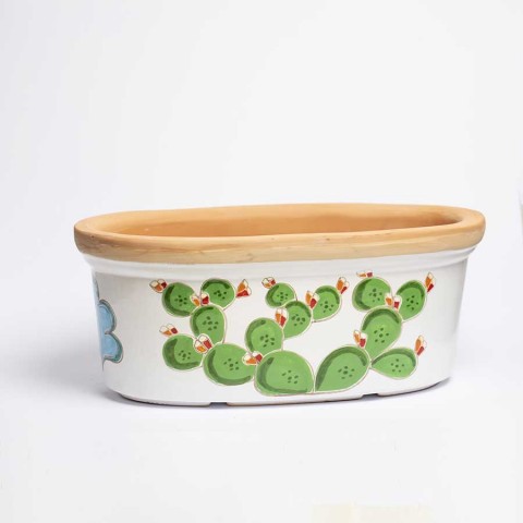 Fioriera ovale ceramiche de simone fichi d'india Folk VSPO819FK-FC