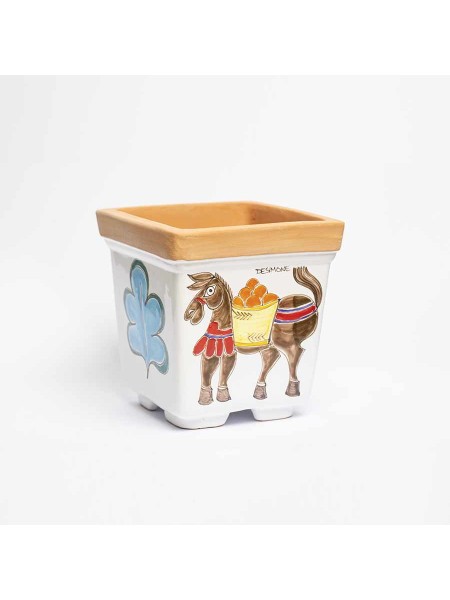 Vaso Porta Pianta Folk Asino ceramiche de simone VSPQAS