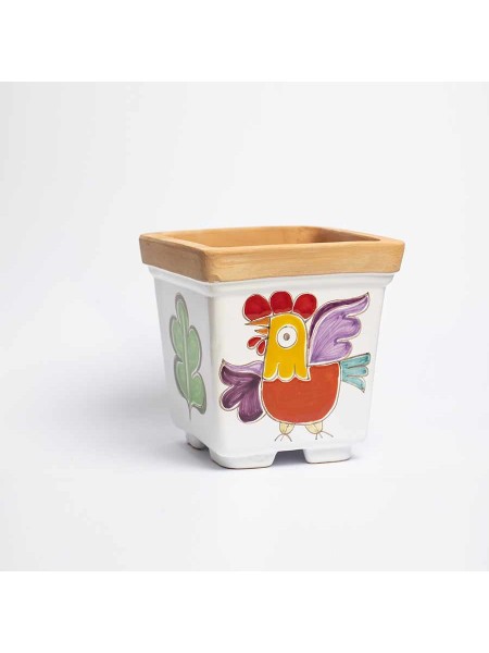 Vaso Porta Pianta Folk gallo VSPQGL