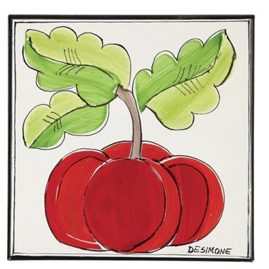 handmade sicilian Ceramic Wall Tile Folk tomato PI297FK-05V