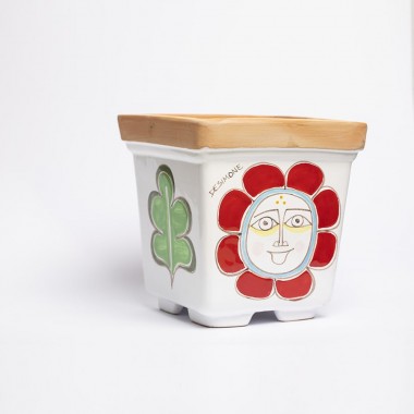 Sicilian Ceramic Vase de simone pottery Sun Folk VSPQSOL