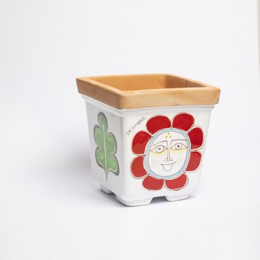 Vaso ceramica Porta Pianta Folk sole de simone VSPQSOL