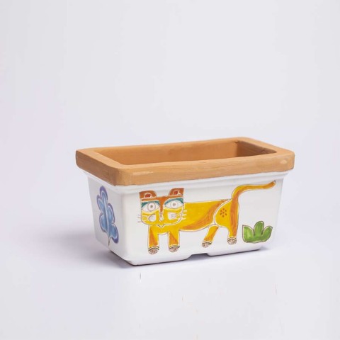 Fioriera gatto ceramiche de simone Folk VSPRGT
